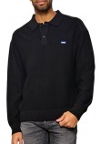 HUGO BOSS SAN PATTY SWEATER ΜΠΛΟΥΖΑ ΠΛΕΚΤΗ ΑΝΔΡΙΚΗ BLACK