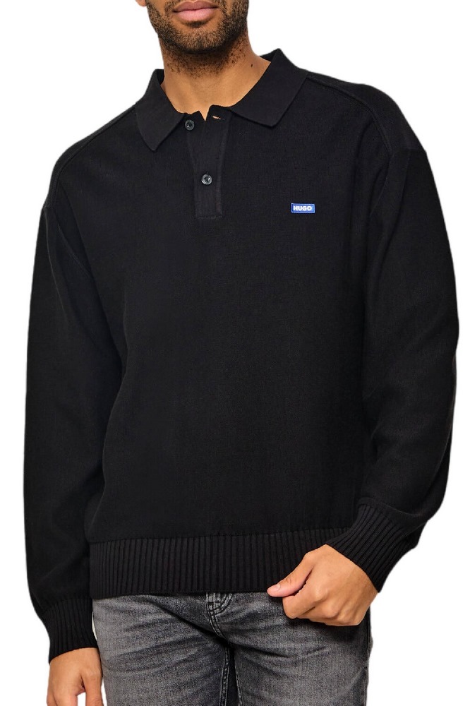 HUGO BOSS SAN PATTY SWEATER ΜΠΛΟΥΖΑ ΠΛΕΚΤΗ ΑΝΔΡΙΚΗ BLACK