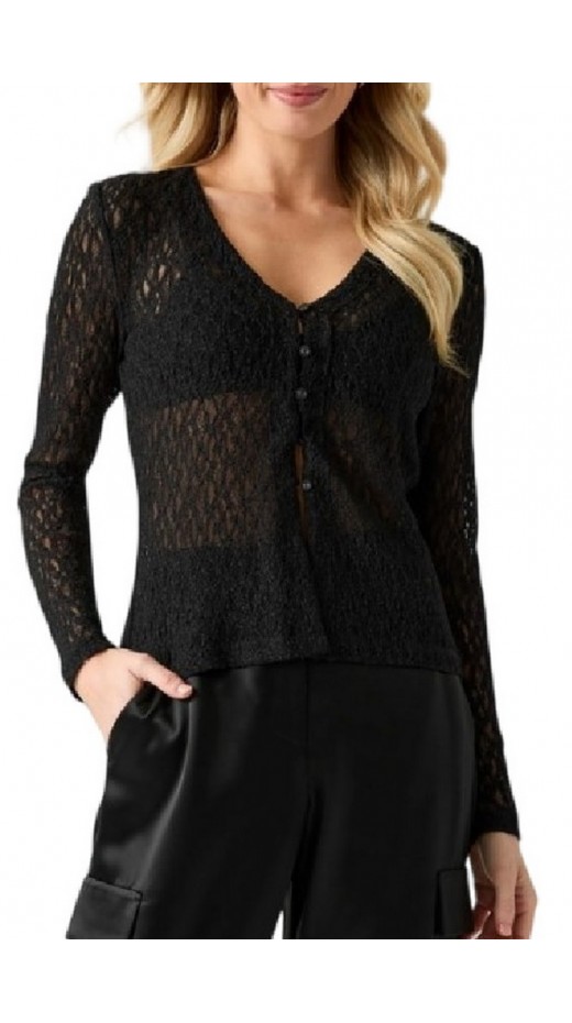 GUESS MATILDE LACE CARDI ΤΟΠ ΜΠΛΟΥΖΑ ΓΥΝΑΙΚΕΙΑ BLACK
