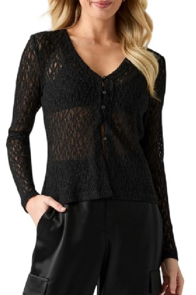 GUESS MATILDE LACE CARDI ΤΟΠ ΜΠΛΟΥΖΑ ΓΥΝΑΙΚΕΙΑ BLACK