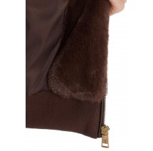 GUESS LUCREZIA FAUX FUR LOGO JACKET ΜΠΟΥΦΑΝ ΓΟΥΝΑ ΓΥΝΑΙΚΕΙΟ BROWN