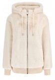 GUESS LUCREZIA FAUX FUR LOGO JACKET ΜΠΟΥΦΑΝ ΓΟΥΝΑ ΓΥΝΑΙΚΕΙΟ WHITE
