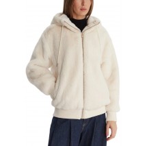 GUESS LUCREZIA FAUX FUR LOGO JACKET ΜΠΟΥΦΑΝ ΓΟΥΝΑ ΓΥΝΑΙΚΕΙΟ WHITE