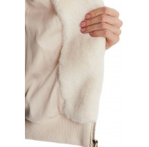 GUESS LUCREZIA FAUX FUR LOGO JACKET ΜΠΟΥΦΑΝ ΓΟΥΝΑ ΓΥΝΑΙΚΕΙΟ WHITE