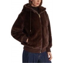 GUESS LUCREZIA FAUX FUR LOGO JACKET ΜΠΟΥΦΑΝ ΓΟΥΝΑ ΓΥΝΑΙΚΕΙΟ BROWN