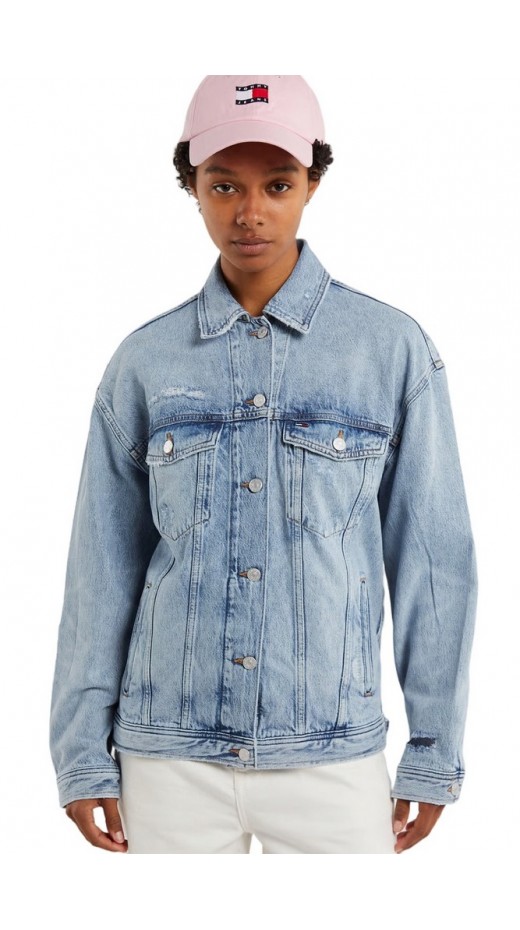 TOMMY JEANS TRUCKER JACKET BJ2017 ΤΖΙΝ ΜΠΟΥΦΑΝ ΓΥΝΑΙΚΕΙΟ DENIM LIGHT