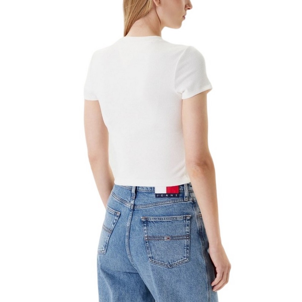 TOMMY JEANS SLIM SH SCRIPT TEE T-SHIRT ΜΠΛΟΥΖΑ ΓΥΝΑΙΚΕΙΑ WHITE