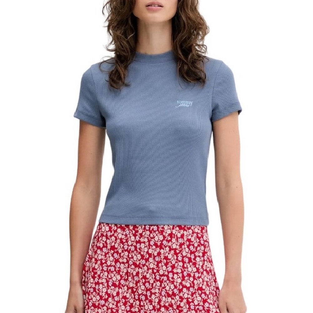 TOMMY JEANS SLIM SH SCRIPT TEE T-SHIRT ΜΠΛΟΥΖΑ ΓΥΝΑΙΚΕΙΑ BLUE