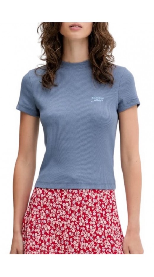 TOMMY JEANS SLIM SH SCRIPT TEE T-SHIRT ΜΠΛΟΥΖΑ ΓΥΝΑΙΚΕΙΑ BLUE