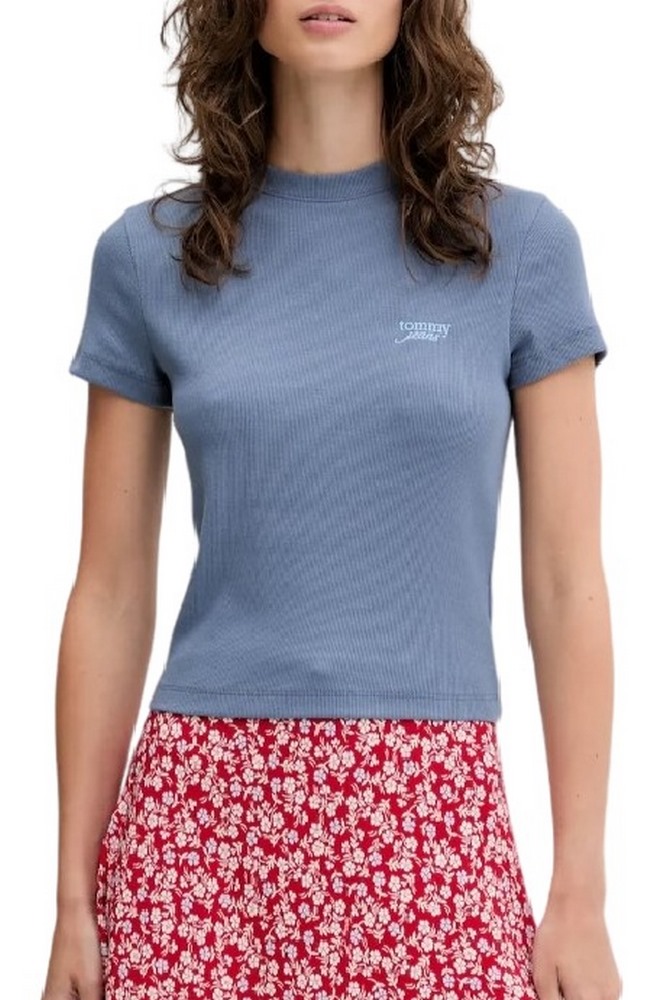 TOMMY JEANS SLIM SH SCRIPT TEE T-SHIRT ΜΠΛΟΥΖΑ ΓΥΝΑΙΚΕΙΑ BLUE