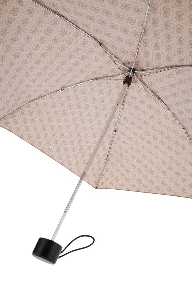 GUESS MINI OPEN CLOSE UMBRELLA ΑΞΕΣΟΥΑΡ ΟΜΠΡΕΛΑ ΓΥΝΑΙΚΕΙΑ LATTE