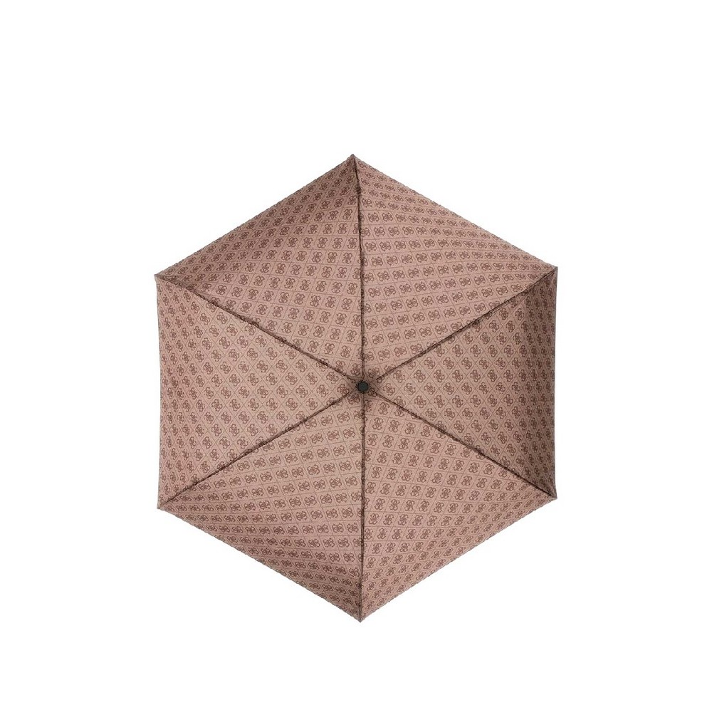 GUESS MINI OPEN CLOSE UMBRELLA ΑΞΕΣΟΥΑΡ ΟΜΠΡΕΛΑ ΓΥΝΑΙΚΕΙΑ LATTE