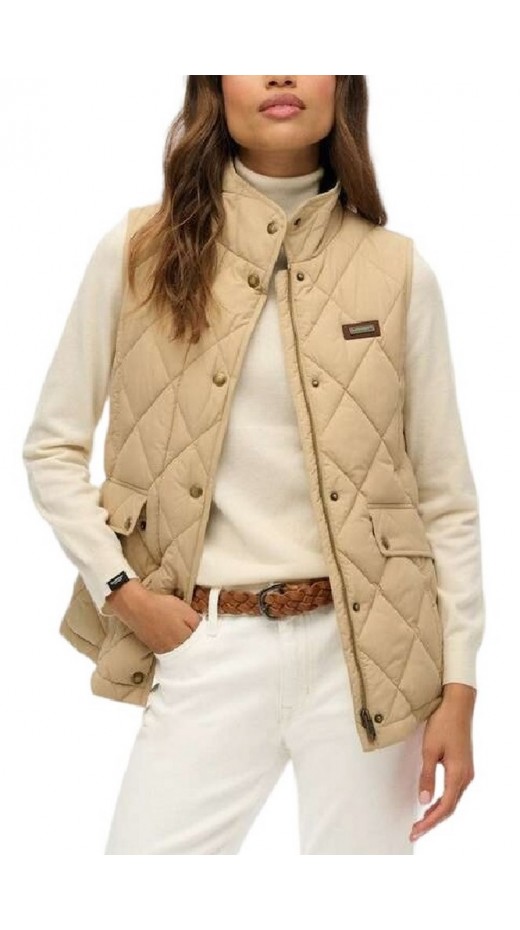 SUPERDRY D3 OVIN CORD TRIMMED LINER GILET ΜΠΟΥΦΑΝ ΓΥΝΑΙΚΕΙΟ BEIGE
