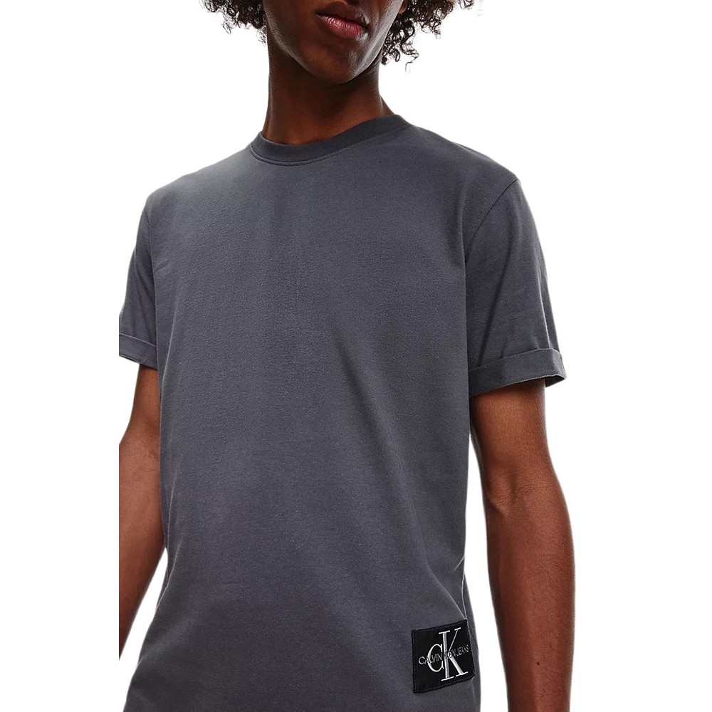 CALVIN KLEIN JEANS BADGE TURN UP SLEEVE  T-SHIRT ΑΝΤΡΙΚΟ GREY