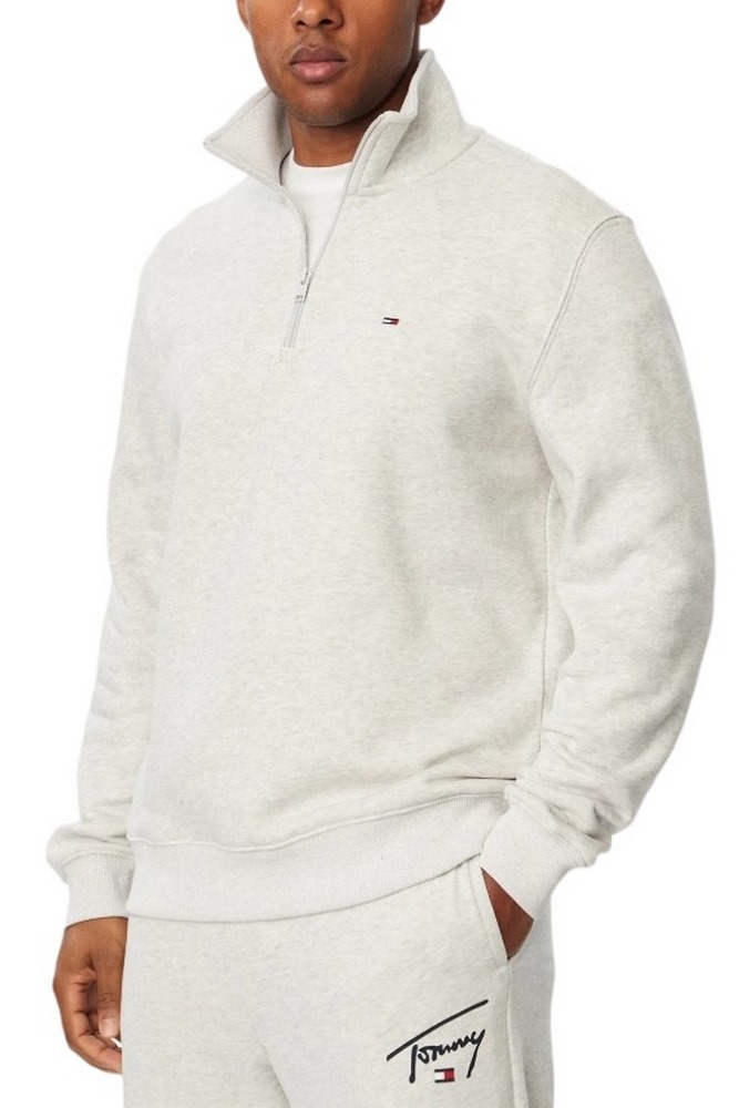 TOMMY JEANS REG FLEECE 1/4ZIP MOCK NECK ΜΠΛΟΥΖΑ ΦΟΥΤΕΡ ΑΝΔΡΙΚΗ GREY