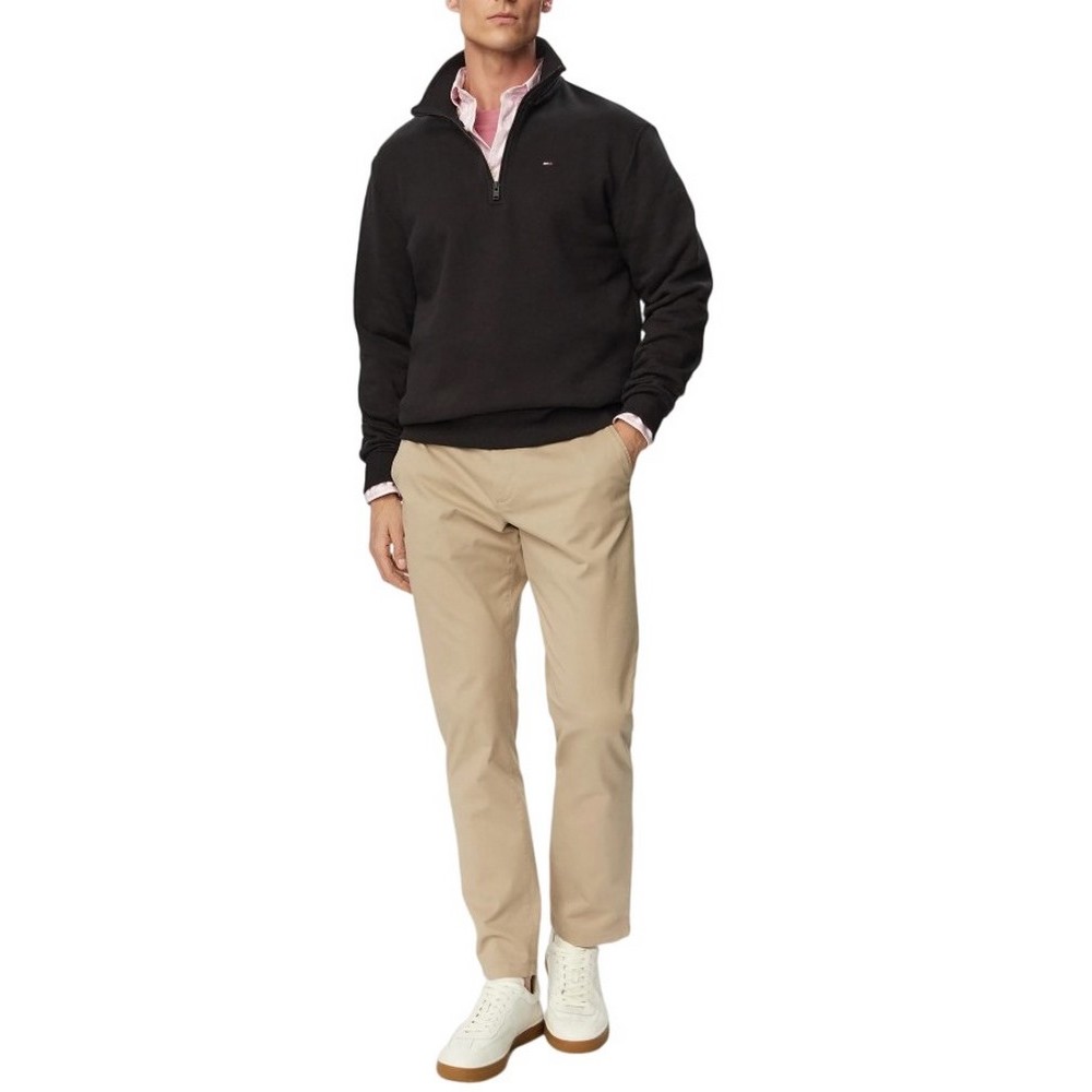 TOMMY JEANS REG FLEECE 1/4ZIP MOCK NECK ΜΠΛΟΥΖΑ ΦΟΥΤΕΡ ΑΝΔΡΙΚΗ BLACK