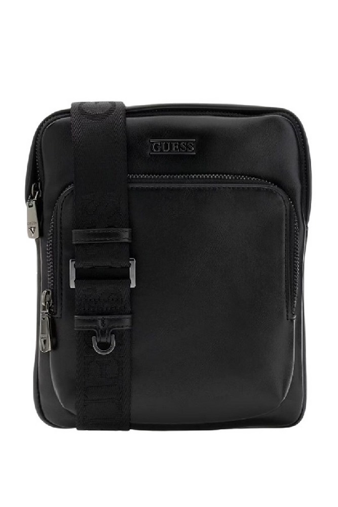 GUESS BOSTON CROSSBODY FLAT ΤΣΑΝΤΑ ΑΝΔΡΙΚΗ BLACK
