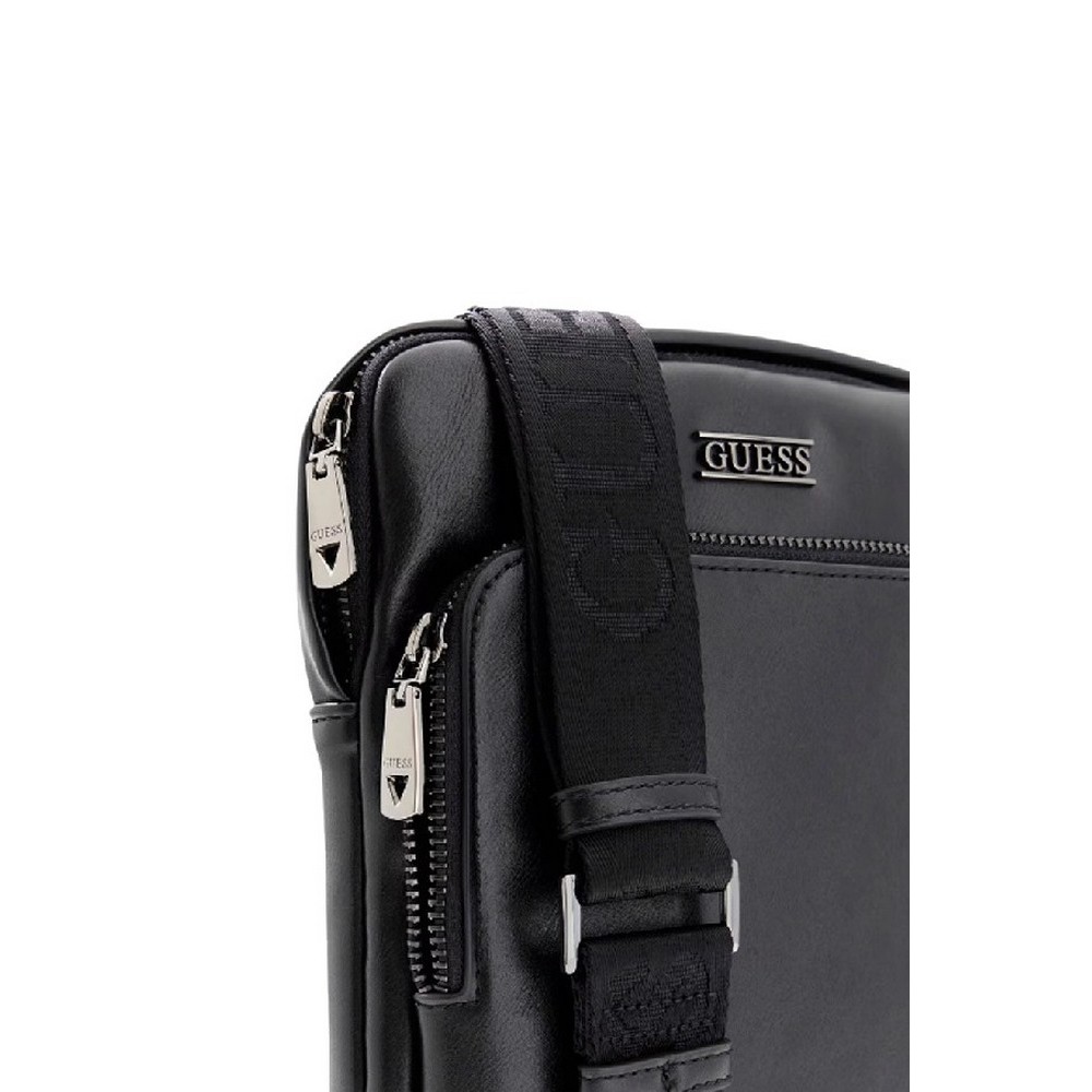 GUESS BOSTON CROSSBODY FLAT ΤΣΑΝΤΑ ΑΝΔΡΙΚΗ BLACK