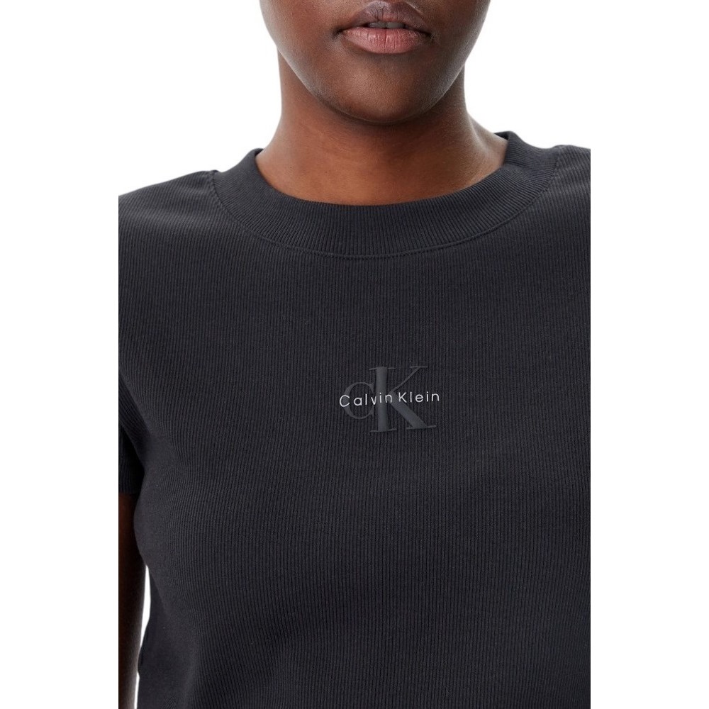 CALVIN KLEIN JEANS MONOGRAM BABY TEE T-SHIRT ΜΠΛΟΥΖΑ ΓΥΝΑΙΚΕΙΑ BLACK