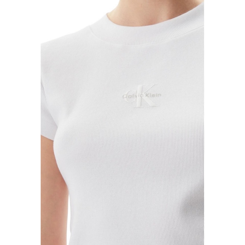 CALVIN KLEIN JEANS MONOGRAM BABY TEE T-SHIRT ΜΠΛΟΥΖΑ ΓΥΝΑΙΚΕΙΑ BRIGHT WHITE