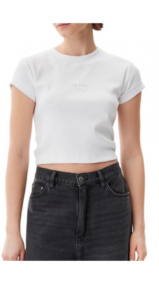 CALVIN KLEIN JEANS MONOGRAM BABY TEE T-SHIRT ΜΠΛΟΥΖΑ ΓΥΝΑΙΚΕΙΑ BRIGHT WHITE
