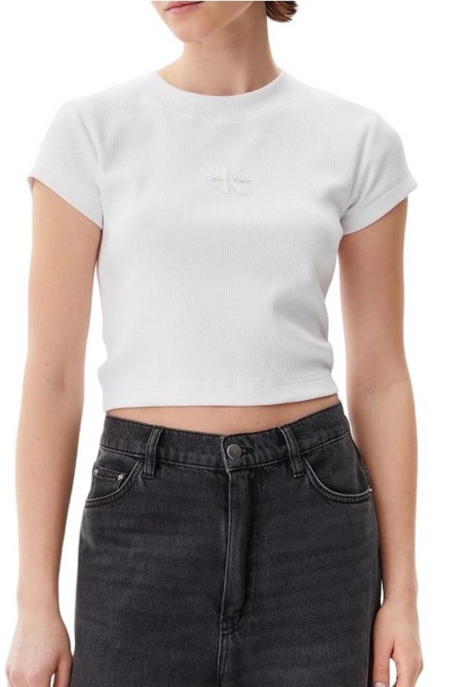 CALVIN KLEIN JEANS MONOGRAM BABY TEE T-SHIRT ΜΠΛΟΥΖΑ ΓΥΝΑΙΚΕΙΑ BRIGHT WHITE