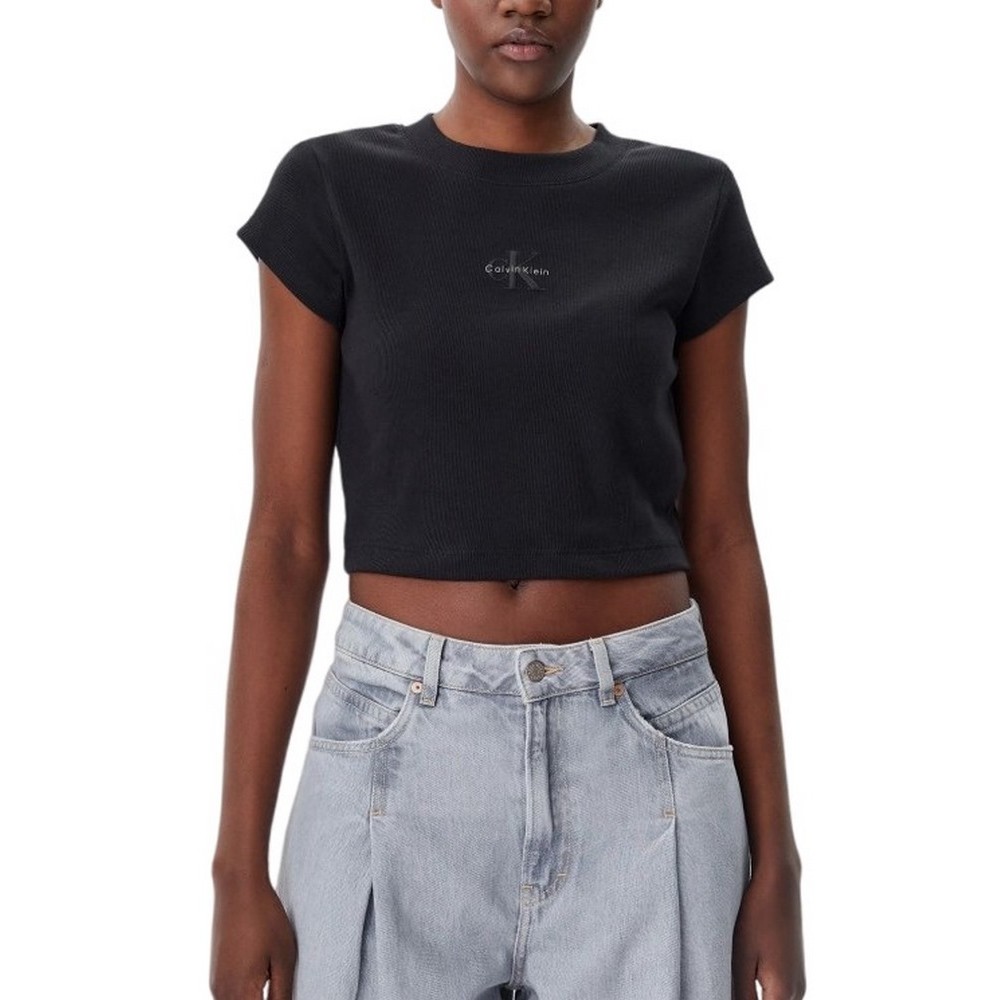 CALVIN KLEIN JEANS MONOGRAM BABY TEE T-SHIRT ΜΠΛΟΥΖΑ ΓΥΝΑΙΚΕΙΑ BLACK