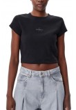 CALVIN KLEIN JEANS MONOGRAM BABY TEE T-SHIRT ΜΠΛΟΥΖΑ ΓΥΝΑΙΚΕΙΑ BLACK