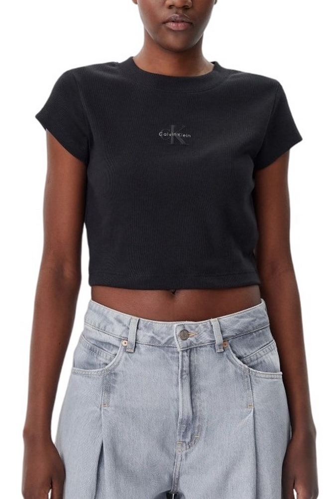 CALVIN KLEIN JEANS MONOGRAM BABY TEE T-SHIRT ΜΠΛΟΥΖΑ ΓΥΝΑΙΚΕΙΑ BLACK