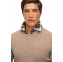 SUPERDRY D1 STUD ESSENTIALS COTTON JUMPER ΜΠΛΟΥΖΑ ΠΛΕΚΤΗ ΑΝΔΡΙΚΗ TAUPE