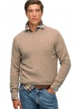 SUPERDRY D1 STUD ESSENTIALS COTTON JUMPER ΜΠΛΟΥΖΑ ΠΛΕΚΤΗ ΑΝΔΡΙΚΗ TAUPE