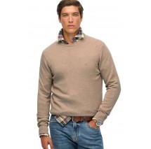 SUPERDRY D1 STUD ESSENTIALS COTTON JUMPER ΜΠΛΟΥΖΑ ΠΛΕΚΤΗ ΑΝΔΡΙΚΗ TAUPE
