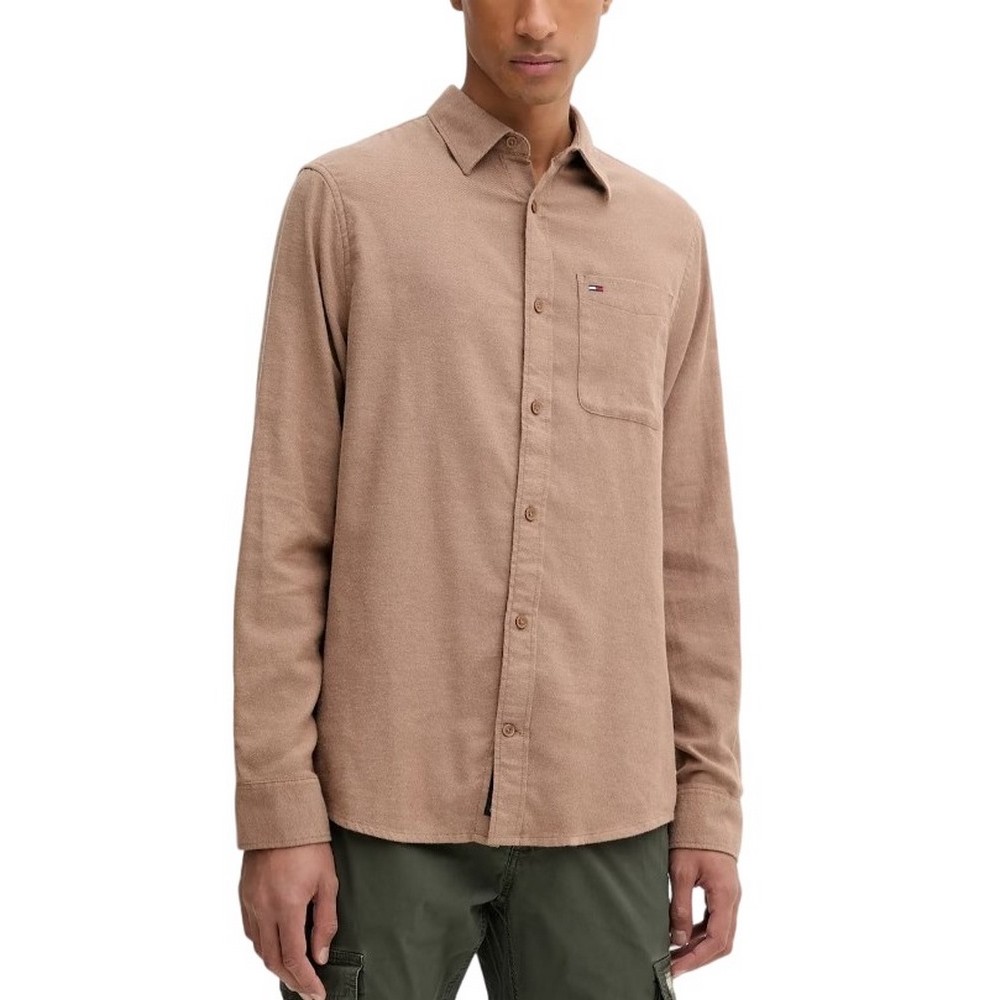 TOMMY JEANS REG FLANNEL SHIRT EXT ΠΟΥΚΑΜΙΣΟ ΑΝΔΡΙΚΟ BROWN