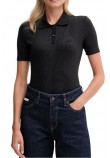 CALVIN KLEIN JEANS A - WOVEN LABEL 2X2 RIB POLO T-SHIRT ΜΠΛΟΥΖΑ ΓΥΝΑΙΚΕΙΑ BLACK