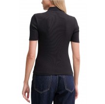 CALVIN KLEIN JEANS A - WOVEN LABEL 2X2 RIB POLO T-SHIRT ΜΠΛΟΥΖΑ ΓΥΝΑΙΚΕΙΑ BLACK