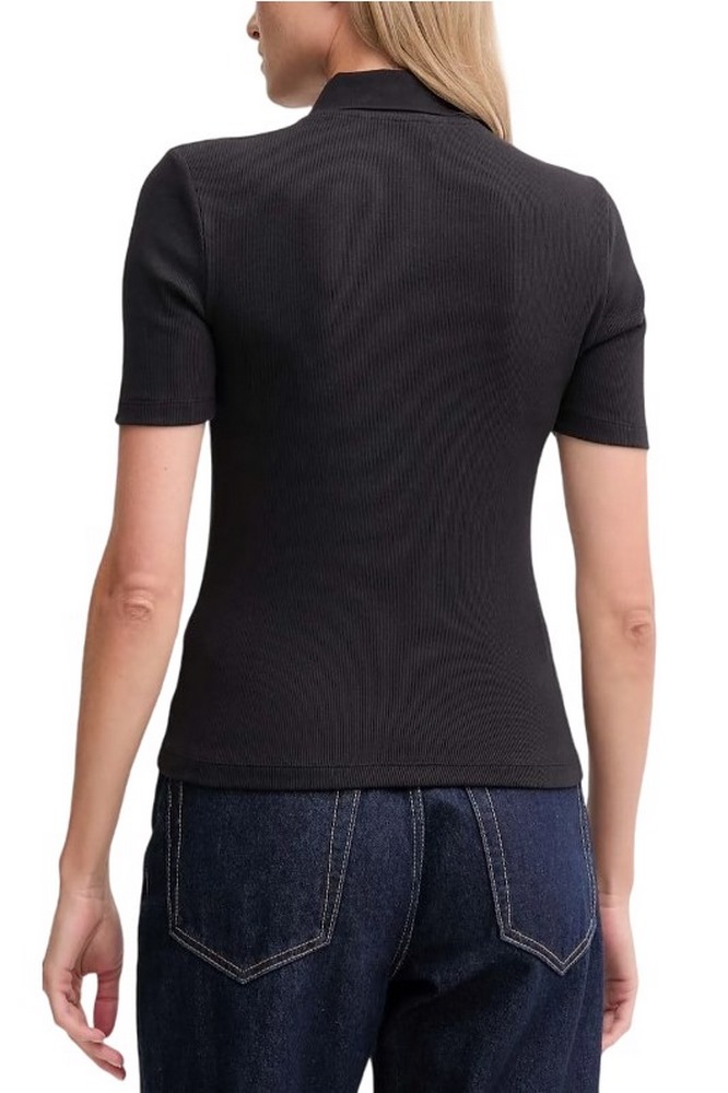 CALVIN KLEIN JEANS A - WOVEN LABEL 2X2 RIB POLO T-SHIRT ΜΠΛΟΥΖΑ ΓΥΝΑΙΚΕΙΑ BLACK