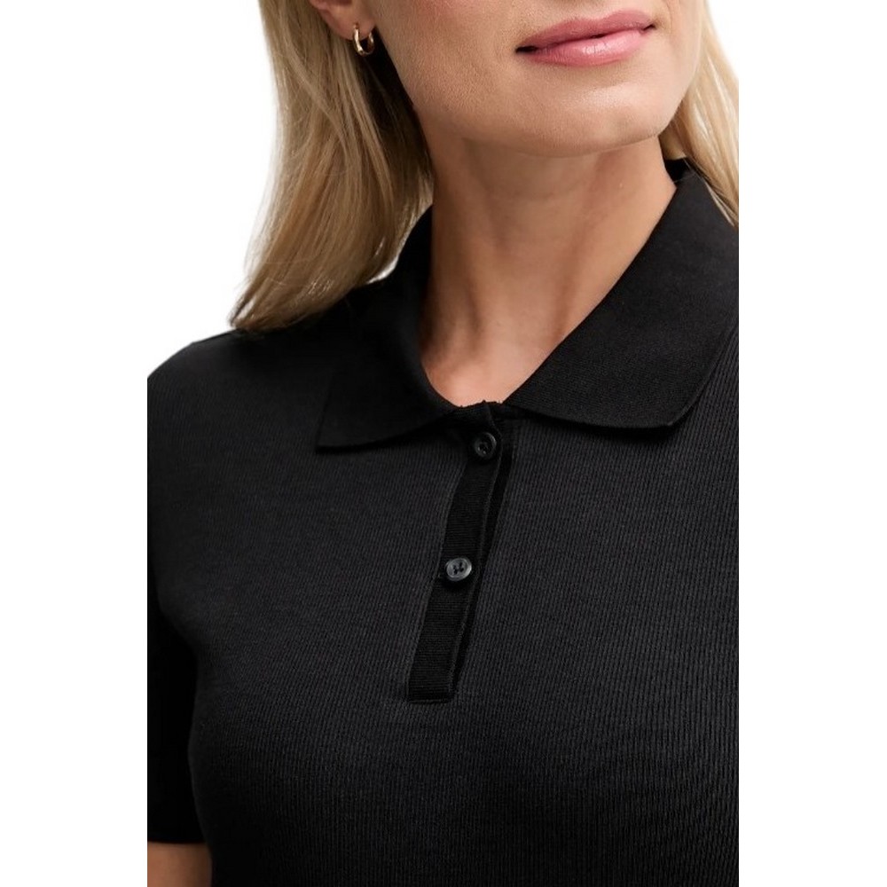 CALVIN KLEIN JEANS A - WOVEN LABEL 2X2 RIB POLO T-SHIRT ΜΠΛΟΥΖΑ ΓΥΝΑΙΚΕΙΑ BLACK