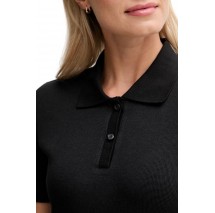 CALVIN KLEIN JEANS A - WOVEN LABEL 2X2 RIB POLO T-SHIRT ΜΠΛΟΥΖΑ ΓΥΝΑΙΚΕΙΑ BLACK