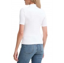 CALVIN KLEIN JEANS A - WOVEN LABEL 2X2 RIB POLO T-SHIRT ΜΠΛΟΥΖΑ ΓΥΝΑΙΚΕΙΑ WHITE