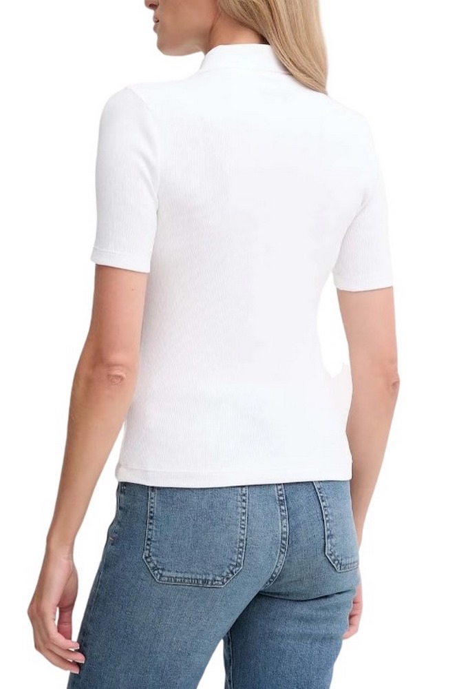 CALVIN KLEIN JEANS A - WOVEN LABEL 2X2 RIB POLO T-SHIRT ΜΠΛΟΥΖΑ ΓΥΝΑΙΚΕΙΑ WHITE