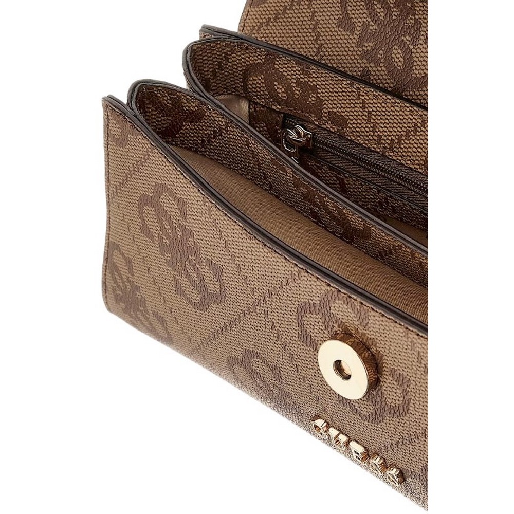 GUESS QUEENSLAND TOP HANDLE FLAP ΤΣΑΝΤΑ ΓΥΝΑΙΚΕΙΑ LATTE