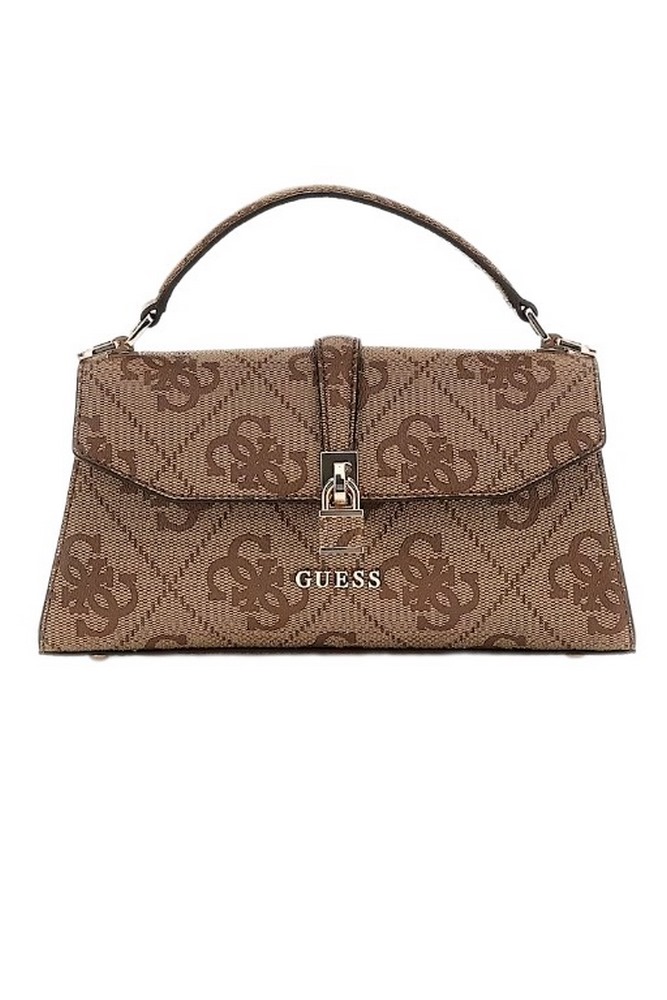 GUESS QUEENSLAND TOP HANDLE FLAP ΤΣΑΝΤΑ ΓΥΝΑΙΚΕΙΑ LATTE