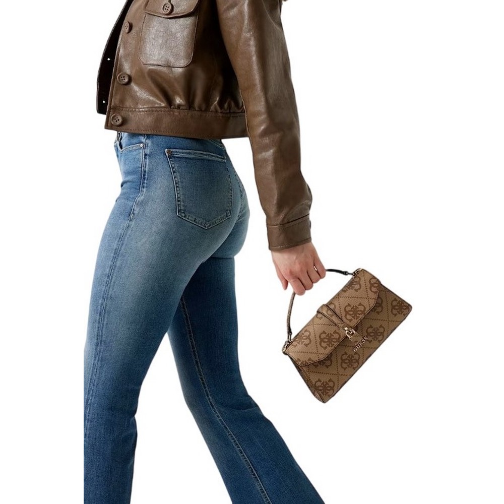 GUESS QUEENSLAND TOP HANDLE FLAP ΤΣΑΝΤΑ ΓΥΝΑΙΚΕΙΑ LATTE