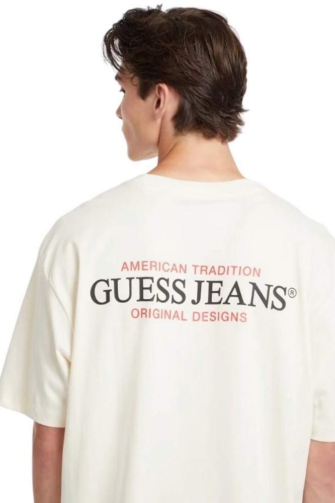 GUESS JEANS SS CN OS AMERICAN TRAD TEE T-SHIRT ΜΠΛΟΥΖΑ ΑΝΔΡΙΚΗ OFF WHITE