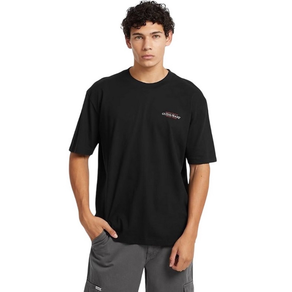 GUESS JEANS SS CN OS AMERICAN TRAD TEE ΜΠΛΟΥΖΑ ΑΝΔΡΙΚΗ BLACK