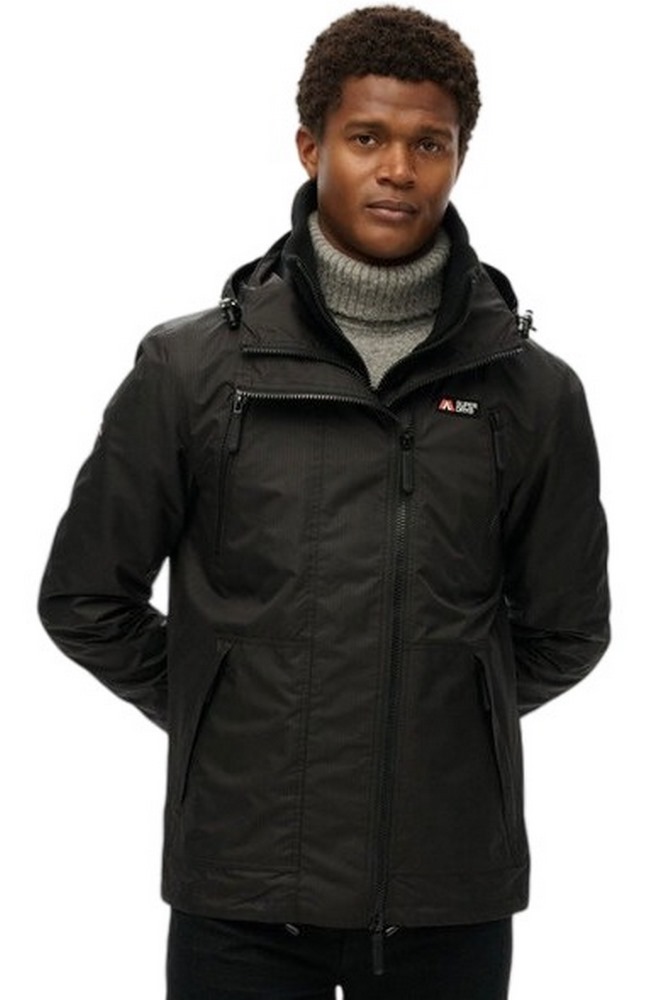 SUPERDRY D1 SDSW HOODED MTN WINDBREAKER JACKET ΜΠΟΥΦΑΝ ΑΝΔΡΙΚΟ BLACK
