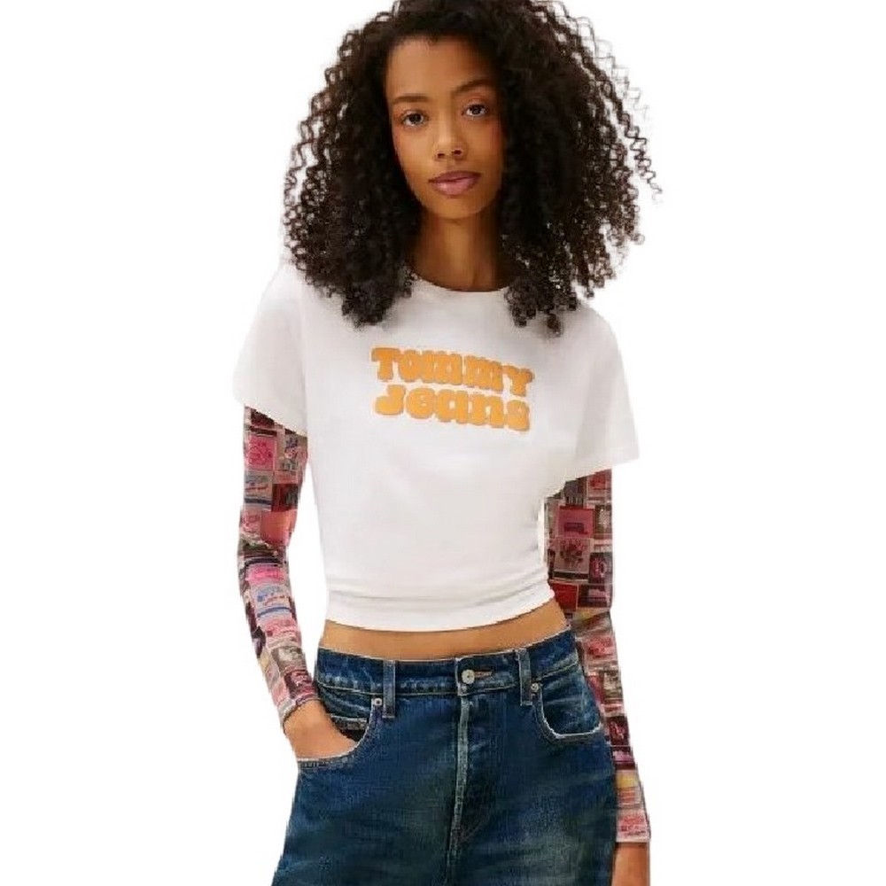 TOMMY JEANS REG ESSENTIAL LOGO 2 TEE EXT T-SHIRT ΜΠΛΟΥΖΑ ΓΥΝΑΙΚΕΙΑ OFF WHITE