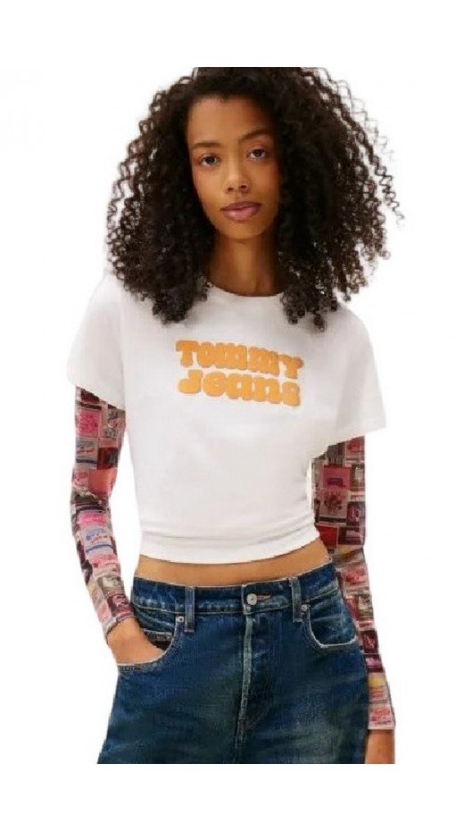 TOMMY JEANS REG ESSENTIAL LOGO 2 TEE EXT T-SHIRT ΜΠΛΟΥΖΑ ΓΥΝΑΙΚΕΙΑ OFF WHITE