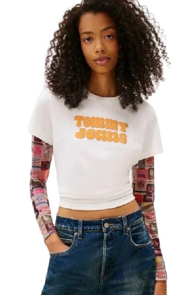 TOMMY JEANS REG ESSENTIAL LOGO 2 TEE EXT T-SHIRT ΜΠΛΟΥΖΑ ΓΥΝΑΙΚΕΙΑ OFF WHITE