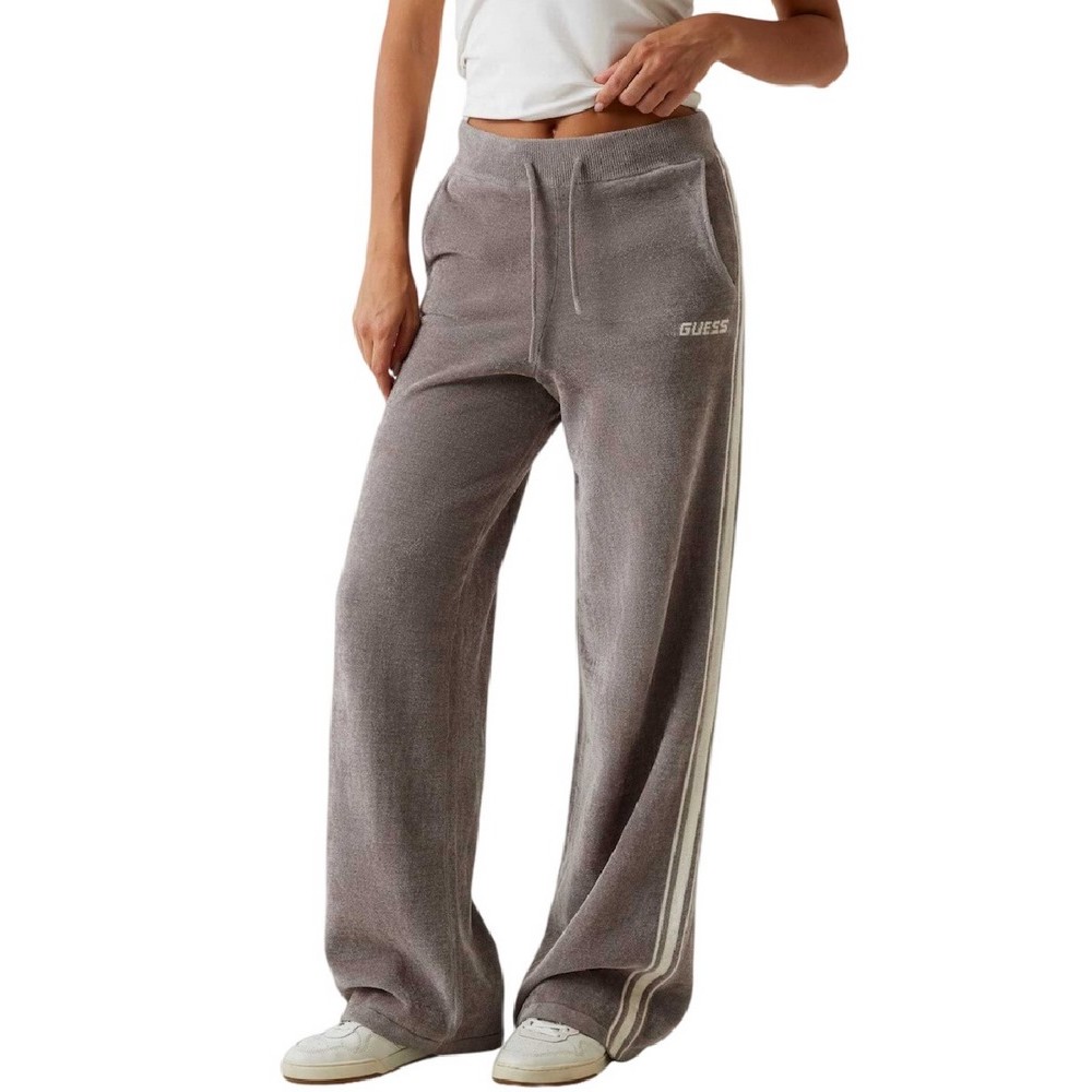 GUESS EMILIA CHENILLE WIDE PANTS ΦΟΡΜΑ ΠΑΝΤΕΛΟΝΙ ΓΥΝΑΙΚΕΙΟ BEIGE